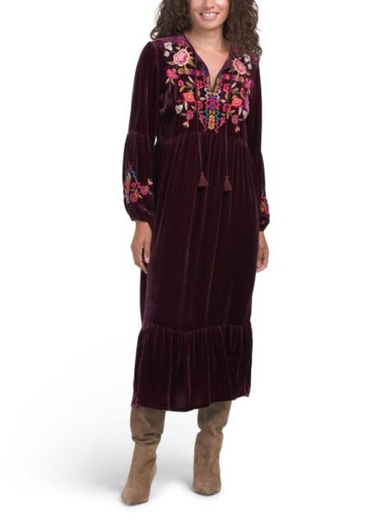 Johnny Was Dresses & Skirts - JOHNNY WAS Anaya Velvet Bishop Sleeve Dress